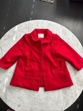 Mayoral Bright Red Girls' Pea Coat with Classic Collar size 18M